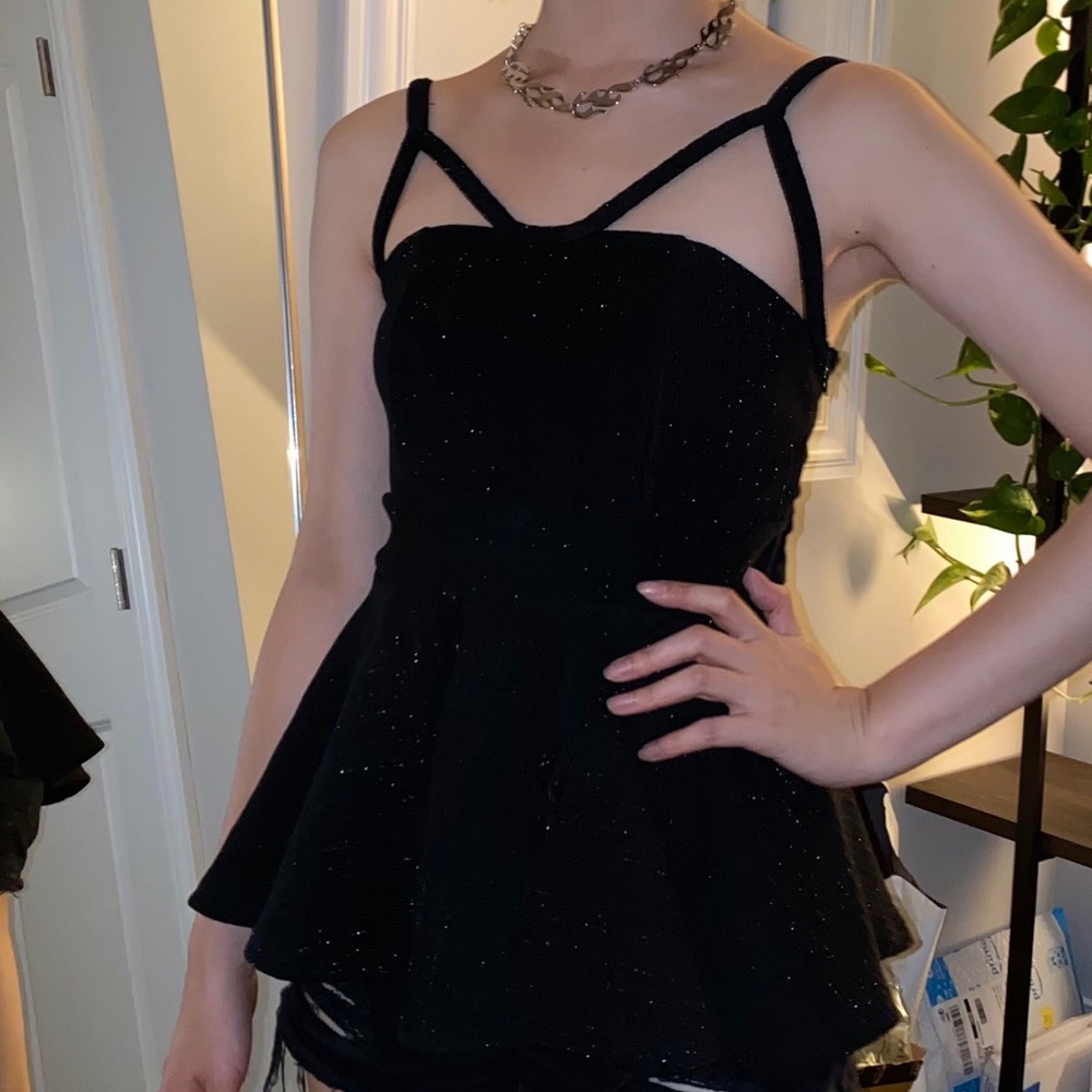 Sexy Black Peplum Top